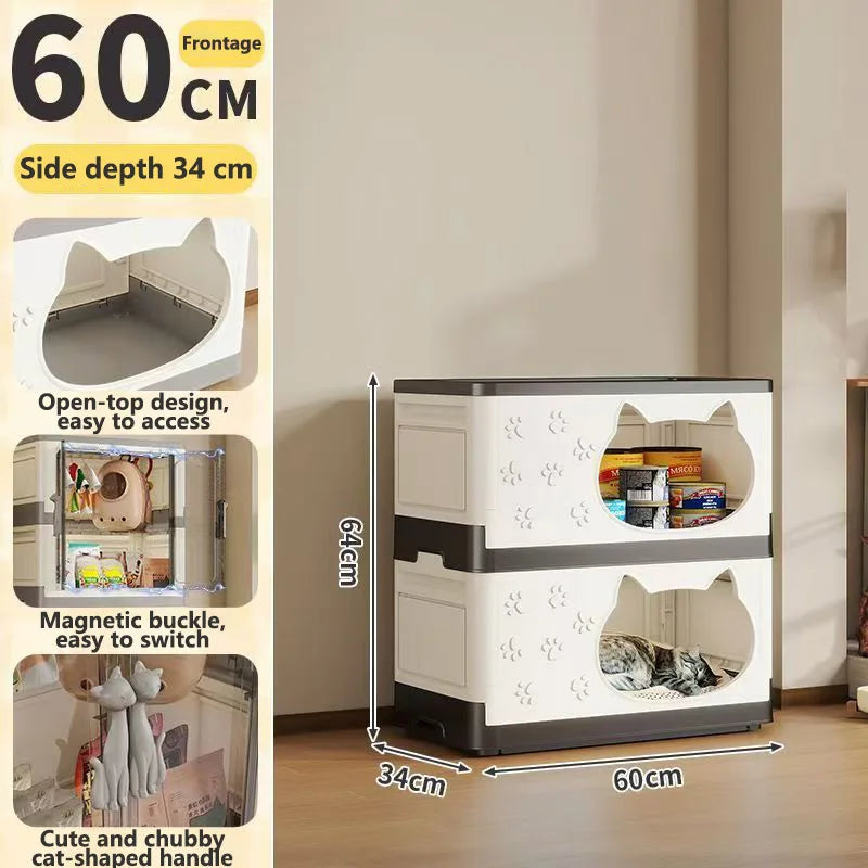 Detachable Washable Cat House Storage Integrated Foldable Thick Cat Cave Pet Supplies Organizer for Cats Dogs Snacks