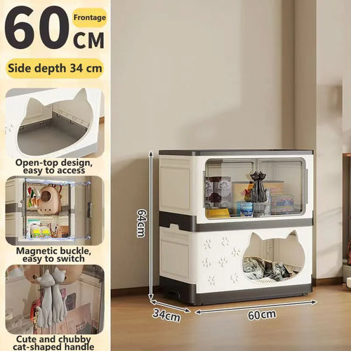 Detachable Washable Cat House Storage Integrated Foldable Thick Cat Cave Pet Supplies Organizer for Cats Dogs Snacks