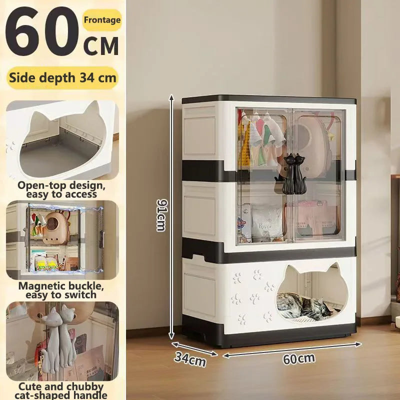 Detachable Washable Cat House Storage Integrated Foldable Thick Cat Cave Pet Supplies Organizer for Cats Dogs Snacks