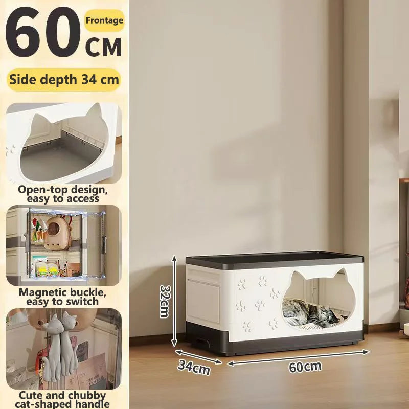 Detachable Washable Cat House Storage Integrated Foldable Thick Cat Cave Pet Supplies Organizer for Cats Dogs Snacks