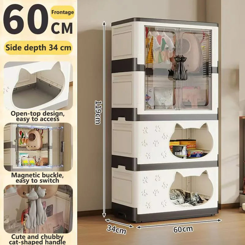 Detachable Washable Cat House Storage Integrated Foldable Thick Cat Cave Pet Supplies Organizer for Cats Dogs Snacks