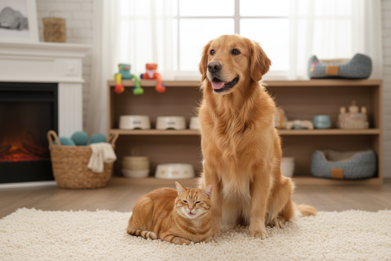 Gato e cachorro juntos
